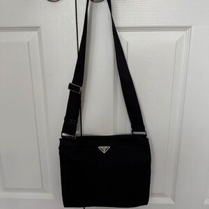 Authentic Prada Nylon Crossbody bag, Black with adjustable shoulder strap